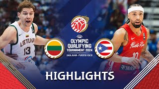 Final Lithuania 🇱🇹 vs Puerto Rico 🇵🇷  Highlights  FIBA OQT 2024 Puerto Rico [upl. by Bedad]