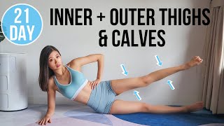 21DAY INNER  OUTER THIGHS amp CALVES BURN No Jumping  Lower Body Transform Program [upl. by Ivanna]