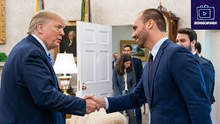 EDUARDO BOLSONARO AFIRMA QUE DESTRUIU A IMAGEM DE LULA JUNTO A TRUMP E QUE O BICHO VAI PEGAR [upl. by Inneg]