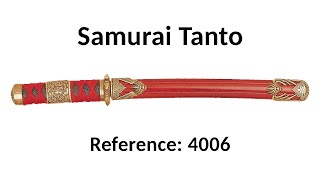 Samurai Tanto  Red braided handle  Brass metal guard  Wood scabbard Reference D4006 [upl. by Piero]