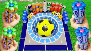 Football VS Coca Cola of Fanta vs Popular Sodas Sprite Fruko Pepsi And Mentos Mentos İn The Pool [upl. by Aikat]