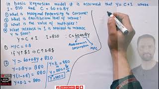 find MPC  multiplier  investment multiplier  equilibrium level of income from Keynesian model [upl. by Sualokcin]