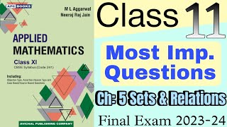 Sets and relations class 11  sets and relations class 11 applied maths  Important questions [upl. by Barthold]