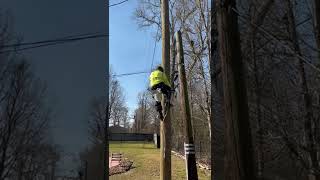 Lineman climbing pole [upl. by Wendall542]