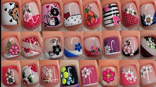 50 RECOPILACIÓN DE modelos de UÑAS PARA PIES VARIADOS Y HERMOSOS 🦶😍💅🌺 [upl. by Evod]