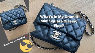 WHAT’S IN MY CHANEL MINI SQUARE FLAP BAG  GIRLGONELUX [upl. by Anitneuq]