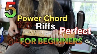 5 Power Chord Riffs Perfect For Beginners  With Tabs [upl. by Yreffoeg998]