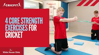 4 CORE STRENGTH EXERCISES FOR CRICKET  Exercises for Cricketers  Cricket Fitness Training [upl. by Liza189]