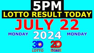 Lotto Result Today 5pm July 22 2024 PCSO [upl. by Lleumas]