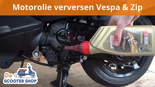 Olie verversen  oliefilter vervangen Piaggio Zip amp Vespa 4 takt  Montagevideo  De Scooter Shop [upl. by Rebeca760]