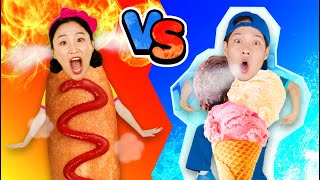 뜨거운 음식 VS 차가운 음식  Hot VS Cold Food  키즈송  푸드송  대결송  아뜨와 아차 [upl. by Ettelohcin]