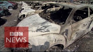 China explosions Inside Tianjin blast zone  BBC News [upl. by Kilam303]