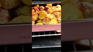 Oven baked chicken with potato in lemon and garlicshortvideo viralshort asmr satisfayingsounds [upl. by Zap559]