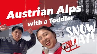 Austrian Alps with a Toddler  Snow Day at Alpendorf [upl. by Atinaw645]