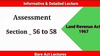 Section 56 to 58 Land Revenue Act 1967  Assessment Land Revenue Act 1967  Chapter 7 [upl. by Erminie]