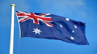 Australian National Anthem – Advance Australia Fair with the Australian Flag Blowing in the Wind [upl. by Ttenneb523]