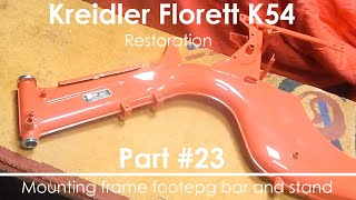 Kreidler Florett K54  Part 23 Mounting frame footpegs bar and center stand [upl. by Hobbie]