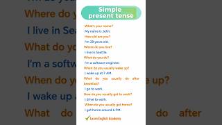 Simple present tenseenglishquestionsanswers learnenglishonline short englishanswer english [upl. by Blynn]