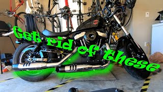 Harley Forty Eight Exhaust Install [upl. by Aitropal838]