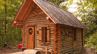 Log Cabin Building TIMELAPSE Built By ONE MAN Alone In The Forest [upl. by Witte]