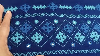 Gujarati stitchHand Embroidery Gujarati designNasima Handicraft design [upl. by Slerahc]