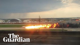 Russia Aeroflot plane catches fire during emergency landing in Moscow [upl. by Norraf]