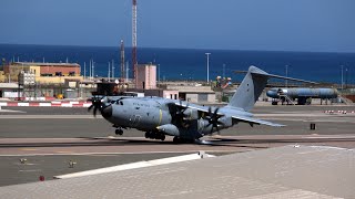 Gibraltar Airport LXGB RAF A400M ZM403 Heavy Landing 040924 [upl. by Asoral]