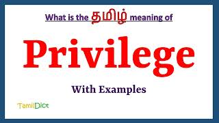 Privilege Meaning in Tamil  Privilege in Tamil  Privilege in Tamil Dictionary [upl. by Chemar]