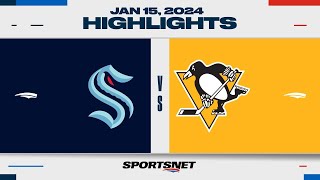 NHL Highlights  Penguins vs Kraken  January 15 2024 [upl. by Kcinom]