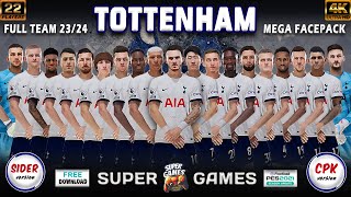 Tottenham Facepack Season 2324 22 Player ● PES 2021 ● SIDER ◆ CPK ⚽ أحدث أوجه توتنهام بيس 2021 [upl. by Nara]