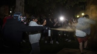 Studentenproteste Ausschreitungen bei propalästinensischer Demo in Los Angeles [upl. by Merline]