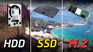 M2 NVME vs SSD vs HDD Loading Windows 10 and Games [upl. by Alset685]