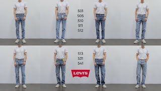 8 Levis Jeans Fits Compared Slim Skinny Tapered Athletic amp Loose [upl. by Neelrahc]