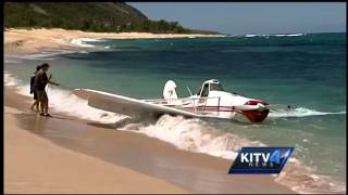 Pilot walks away after ditching plane on North Shore [upl. by Oirifrop845]