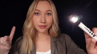 ASMR Comprehensive Eye Exam  UpClose Eye Inspecting Follow The Light Peripheral Focus Tests [upl. by Enialehs]