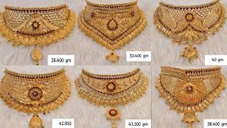 Latest Gold CHOKER Necklace With Weight And Price  Bridal Choker Necklace Designs [upl. by Wallinga]