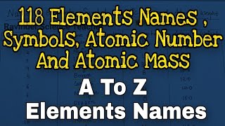 Names of 118 Elements Their Symbols And Atomic NumberMass  Chemistry A to Z Elements [upl. by Daisi]