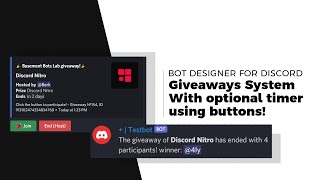 Read Desc Giveaway System with BUTTONS and timer  Bot Designer For Discord Guide  NO PREMIUM [upl. by Nylak959]