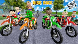 Bittu Sittu Ki Bike Race Competition  Gadi Wala Cartoon  Bike Race Cartoon  Cartoon Comedy [upl. by Dielle]