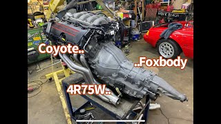 Foxbody coyote swap with a 4r75w pt9 [upl. by Aziaf]