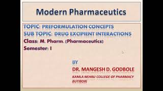 Drug excipient interactions part 4 Preformulation studies [upl. by Norrie]