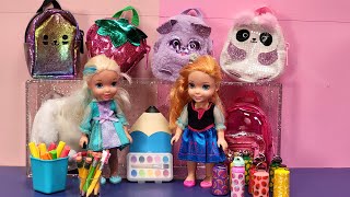 Back to school shopping  Elsa amp Anna toddlers  Barbie dolls  backpack  lunch bag supplies [upl. by Ihdin]