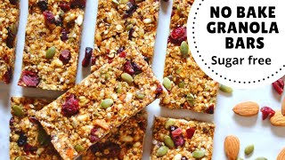 Granola Bar Recipe  SugarFree NoBake amp Without Oven [upl. by Nosnarb799]