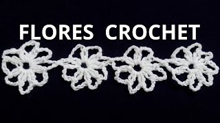 Como tejer FLORES unidas en tejido crochet o ganchillo tutorial paso a paso Moda a Crochet [upl. by Radek]