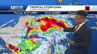 Tropical Storm Sara will bring tropical moisture to Alabama Georgia and Mississippi adding som [upl. by Molahs]