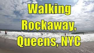 ⁴ᴷ Walking Tour of Rockaway Beach Rockaway Park and Boardwalk Queens NYC [upl. by Nagear952]