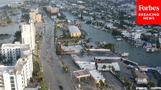 Drone Footage Shows Devastating Impact Of Hurricane Helene On Treasure Island Florida [upl. by Terrag947]