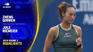 Zheng Qinwen vs Jule Niemeier Highlights  2024 US Open Round 3 [upl. by Beverlie]