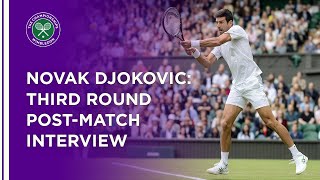 Novak Djokovic Third Round PostMatch Interview  Wimbledon 2021 [upl. by Jilleen]