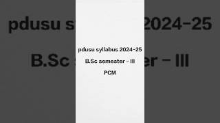 pdusu syllabus 202425  semester 3  new syllabus pdususikar [upl. by Hsina217]